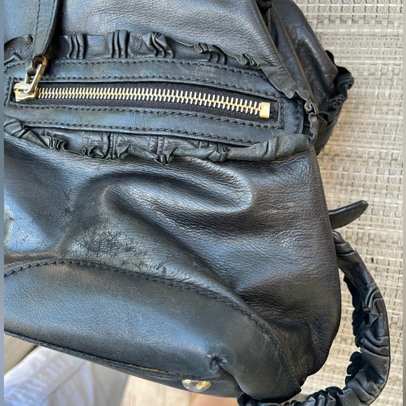 GUCCI LADIES SABRINA BOSTON BLACK RUFFLE TOTE BAG - Picture 15 of 17